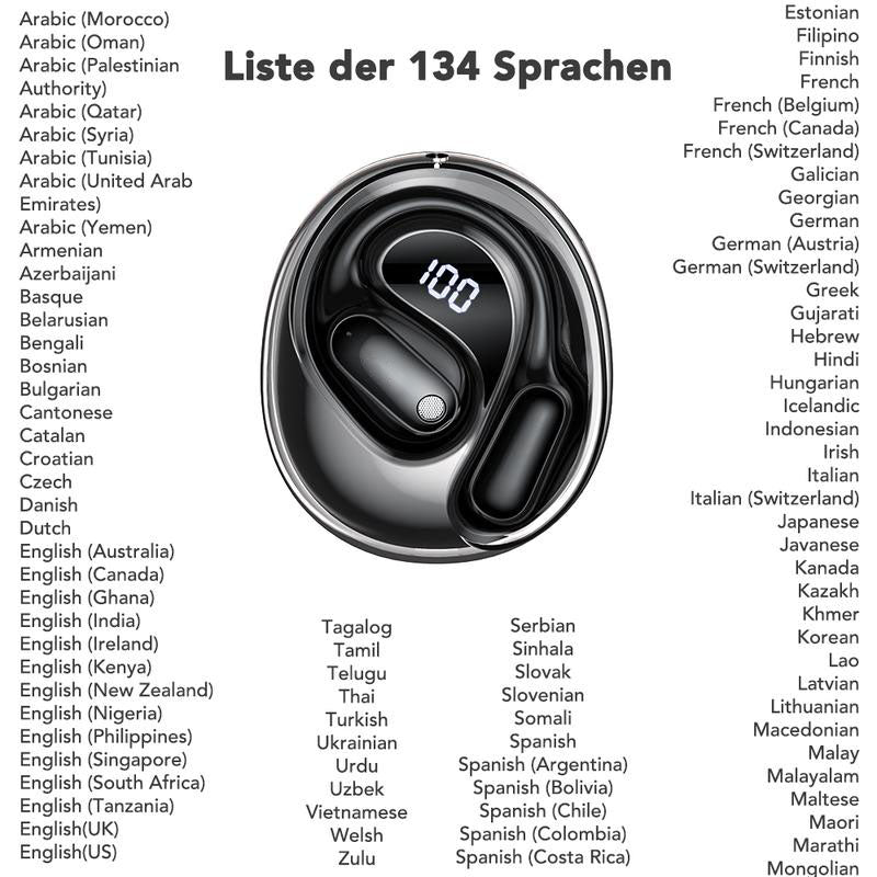 Frühlings-Sonderangebot: 40 % Rabatt-Ki Übersetzungs-Kopfhörer – Echtzeit-Übersetzung in 134 Sprachen mit App, Bluetooth 6.0, Kabellose Earbuds für Musik & Anrufe, IPX5 Wasserdicht, Lange Akkulaufzeit