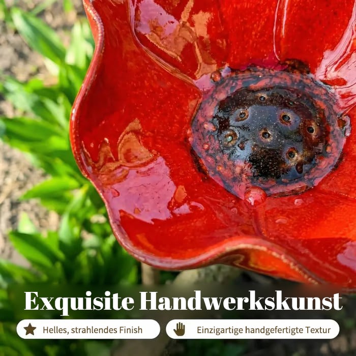 🌼 Handgefertigter Metall Blumen-Gartenstecker 🐦 Vogeltränke & Insekten-Trinkstelle, Wetterfest Gartendekoration für Beet, Wege & Außenbereich, Einzigartiges Deko Geschenk