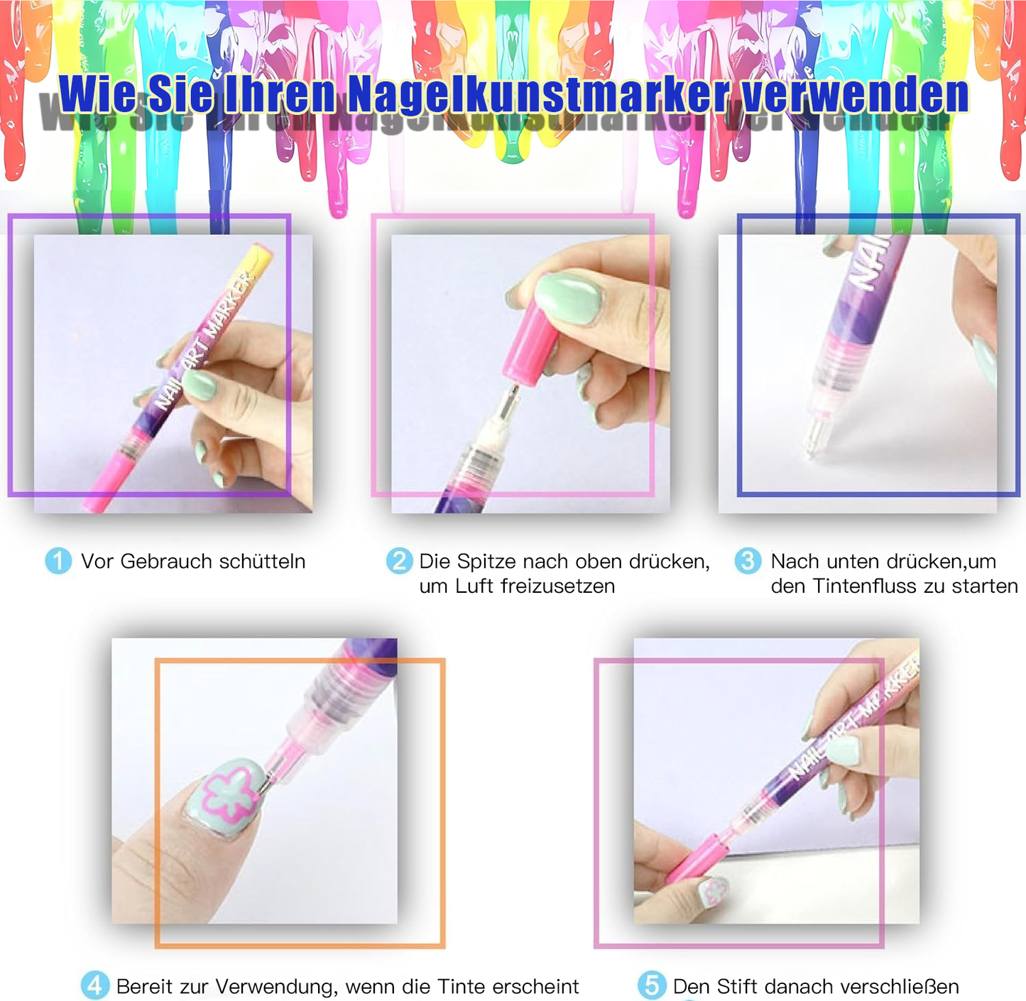 🎁50 % Rabatt im Frühling⏳12 Farben Nagelkunst-Stifte Set🎨💅