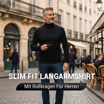 🎉Slim Fit Langarm-T-Shirt für Herren mit Stehkragen