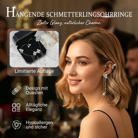 💕Schlichte Ohrclips mit Schmetterlings- und Blumenmotiv & Quasten – Elegant & bequem, ohne Ohrloch 🌸🦋