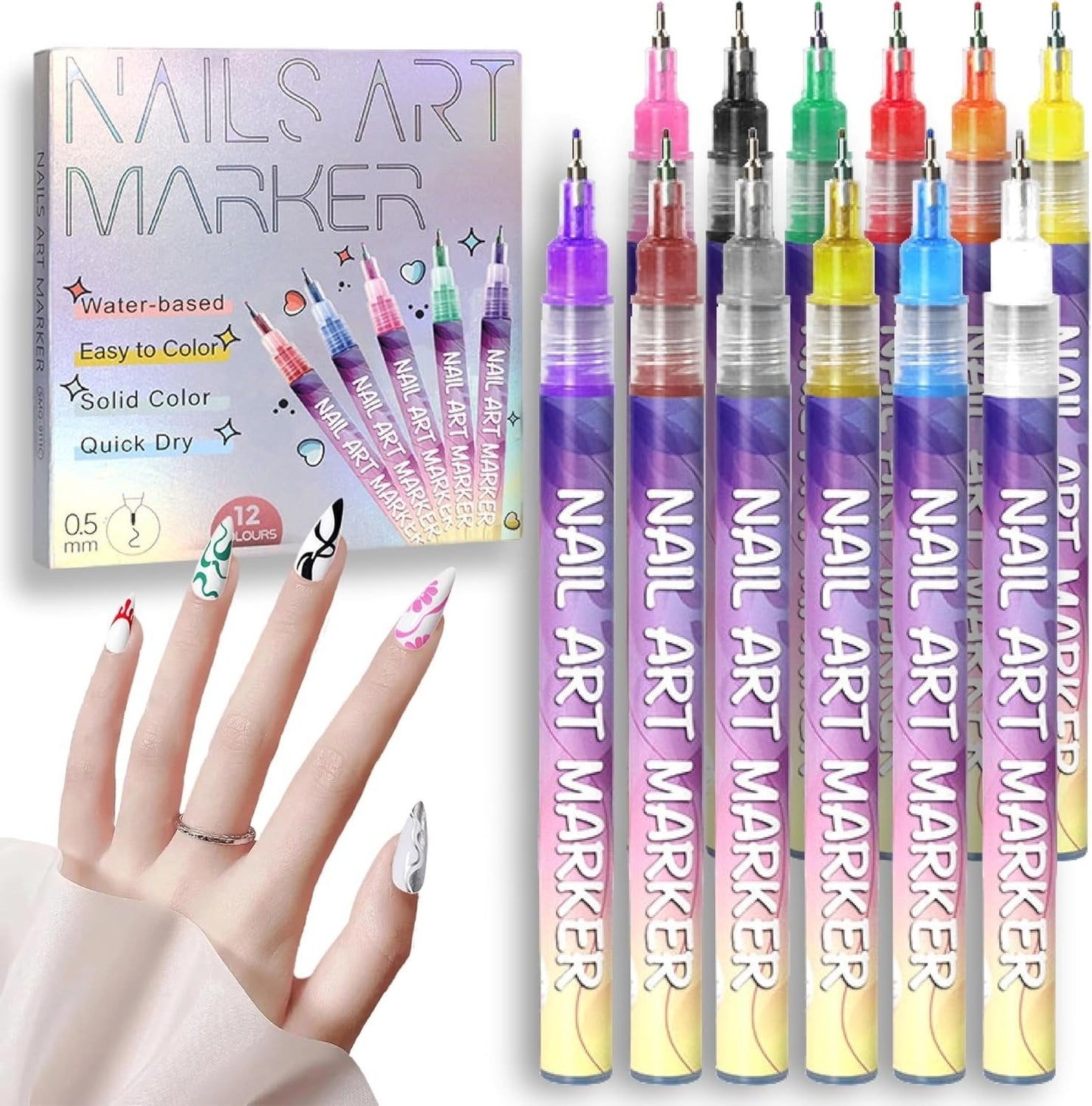 🎁50 % Rabatt im Frühling⏳12 Farben Nagelkunst-Stifte Set🎨💅