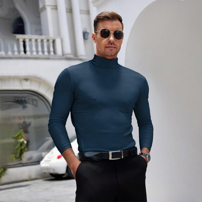 🎉Slim Fit Langarm-T-Shirt für Herren mit Stehkragen
