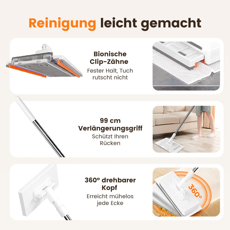🧹✨ Einweg-Staubmopp mit 4 wiederverwendbaren Bezügen – Praktisch und effektiv 💥🌟