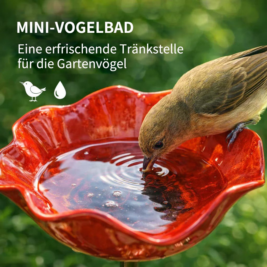 🌼 Handgefertigter Metall Blumen-Gartenstecker 🐦 Vogeltränke & Insekten-Trinkstelle, Wetterfest Gartendekoration für Beet, Wege & Außenbereich, Einzigartiges Deko Geschenk