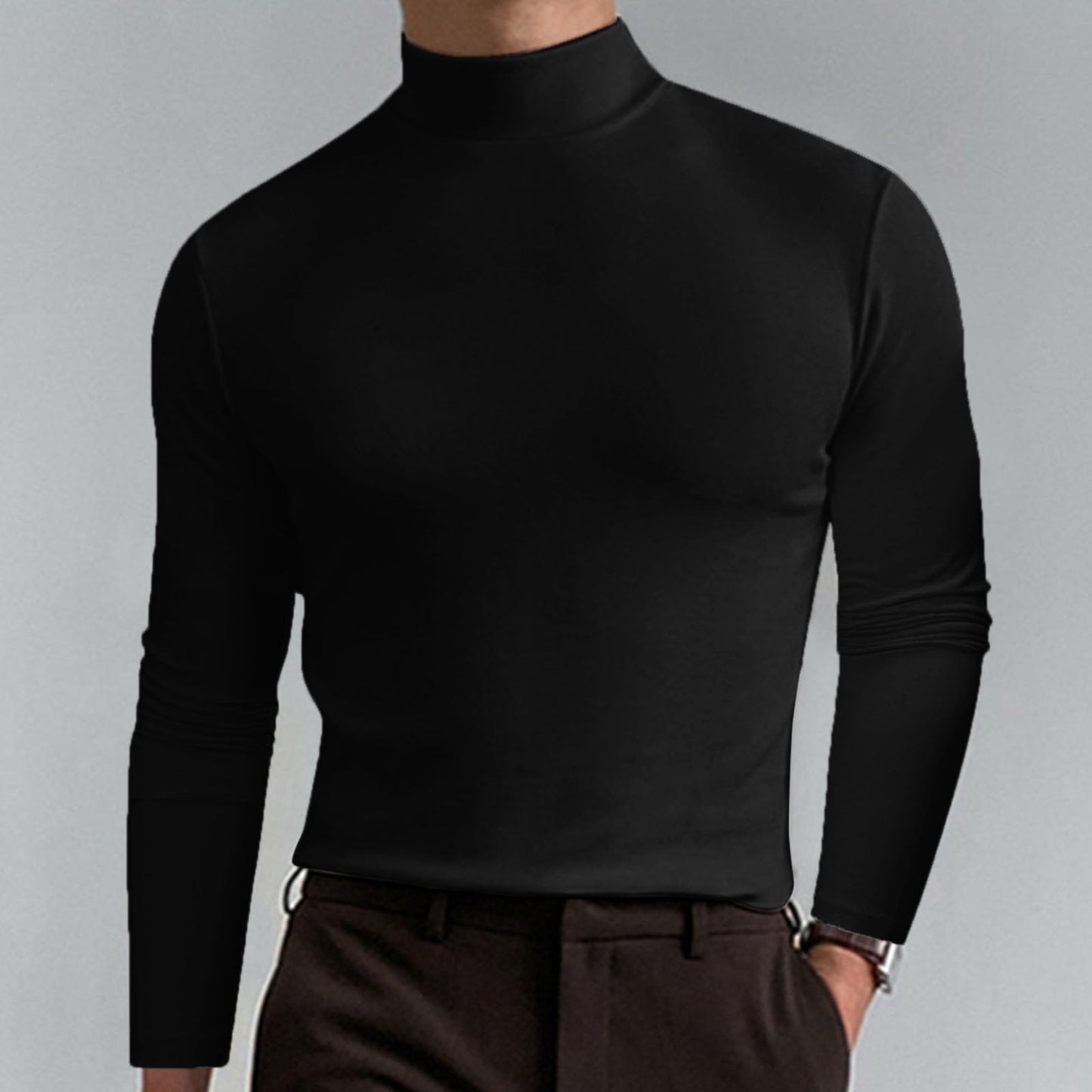 🎉Slim Fit Langarm-T-Shirt für Herren mit Stehkragen
