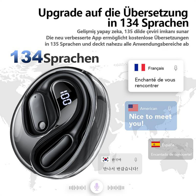 Frühlings-Sonderangebot: 40 % Rabatt-Ki Übersetzungs-Kopfhörer – Echtzeit-Übersetzung in 134 Sprachen mit App, Bluetooth 6.0, Kabellose Earbuds für Musik & Anrufe, IPX5 Wasserdicht, Lange Akkulaufzeit