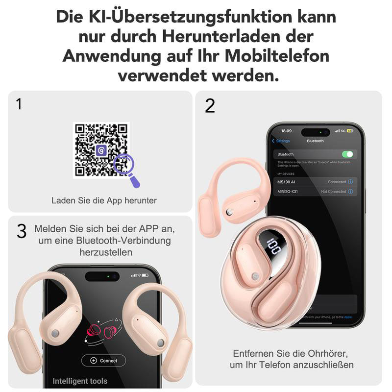 Frühlings-Sonderangebot: 40 % Rabatt-Ki Übersetzungs-Kopfhörer – Echtzeit-Übersetzung in 134 Sprachen mit App, Bluetooth 6.0, Kabellose Earbuds für Musik & Anrufe, IPX5 Wasserdicht, Lange Akkulaufzeit
