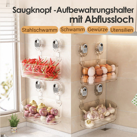 🔥Neues Upgrade 🔥Aufbewahrungsregal mit Saugnapf und Abflussloch