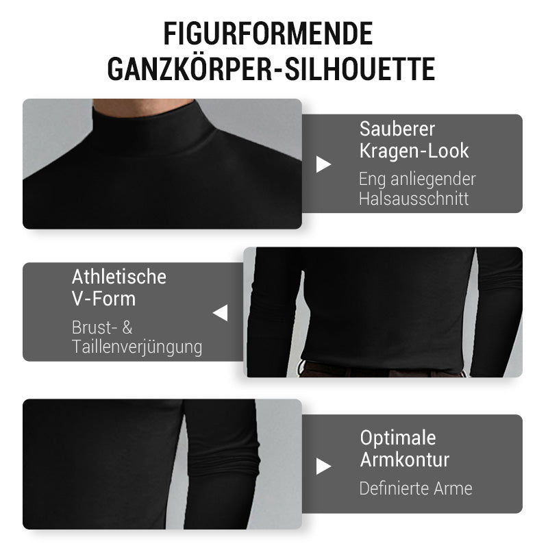 🎉Slim Fit Langarm-T-Shirt für Herren mit Stehkragen