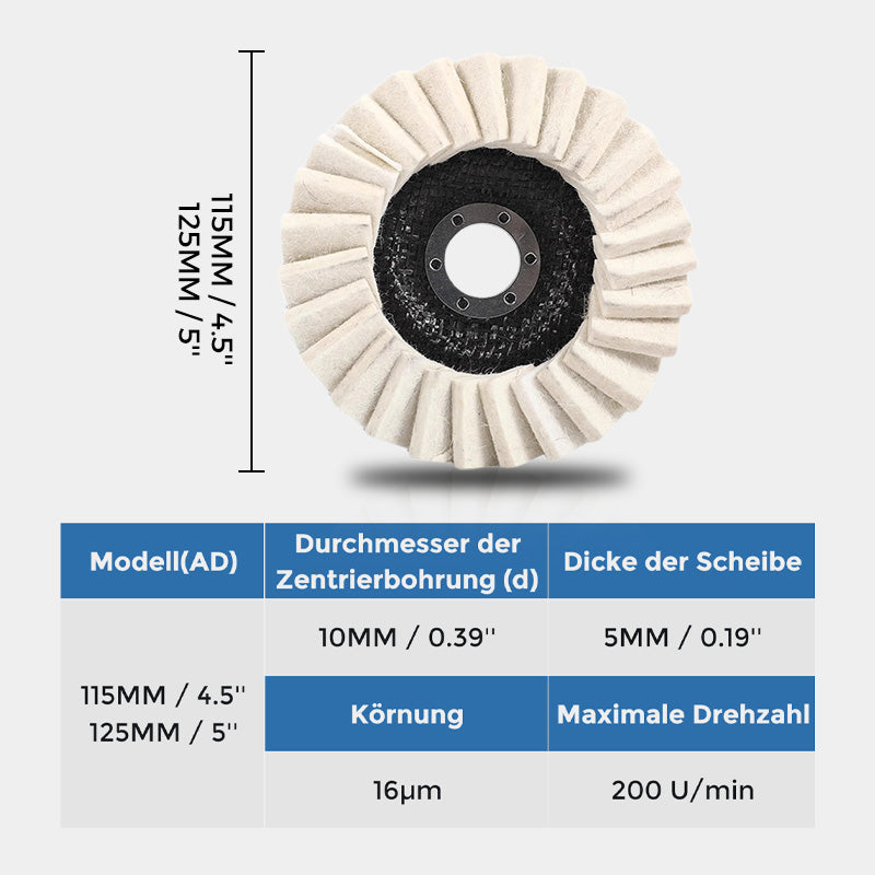 💎 Kaufe 1, erhalte 1 gratis! 💎 Wollpolierscheibe für Winkelschleifer – Hochglanz-Spiegelfinish, Langlebig & Vielseitig ✨🔥