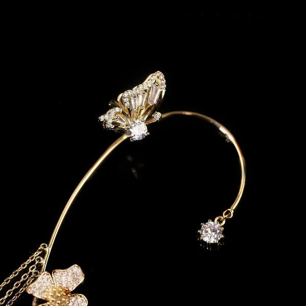 💕Schlichte Ohrclips mit Schmetterlings- und Blumenmotiv & Quasten – Elegant & bequem, ohne Ohrloch 🌸🦋