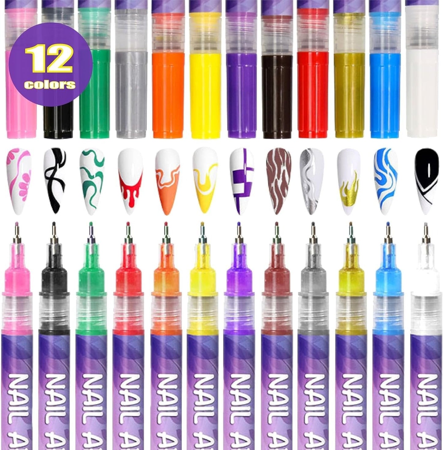 🎁50 % Rabatt im Frühling⏳12 Farben Nagelkunst-Stifte Set🎨💅
