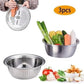 Frühlings-Sonderangebot: 35 % Rabatt-3-in-1-Multifunktionssieb-Set aus Edelstahl, inklusive Schüssel/Sieb/Schneider, ideal zum Waschen von Reis, Obst und Gemüse, unverzichtbar in jeder Küche