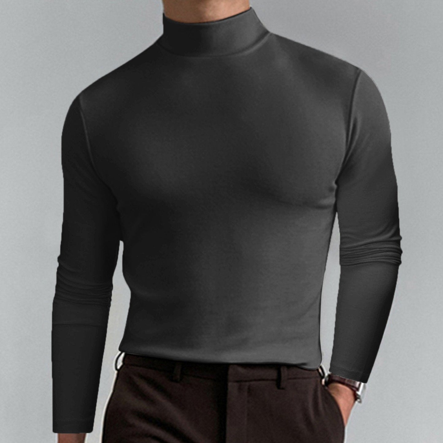 🎉Slim Fit Langarm-T-Shirt für Herren mit Stehkragen