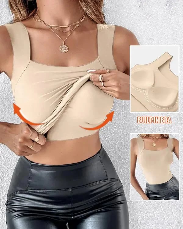 👚 50% RABATT! 🔥⚡60.000+ VERKAUFT!💐Damen-Thermotops mit Rundhalsausschnitt und integriertem BH