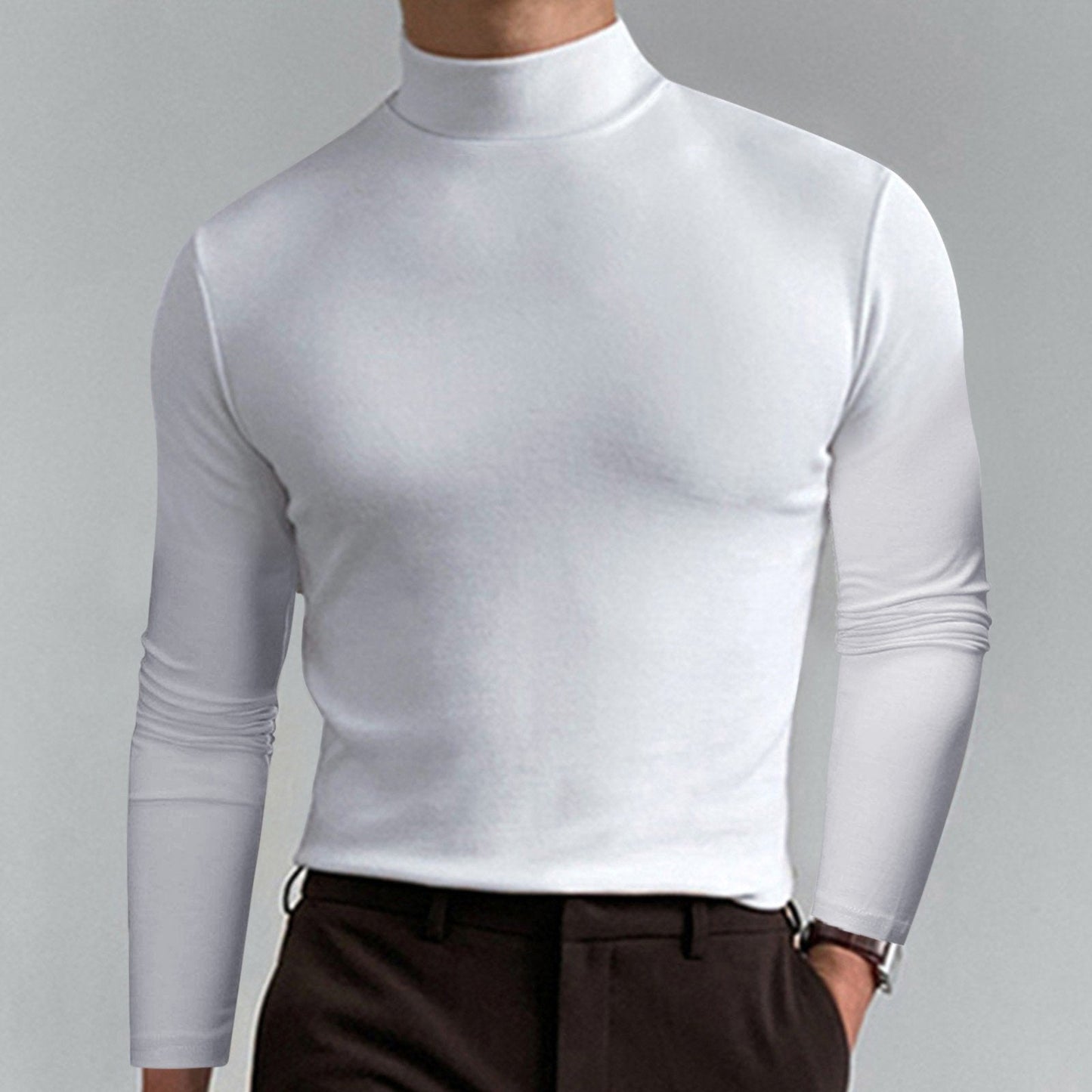 🎉Slim Fit Langarm-T-Shirt für Herren mit Stehkragen