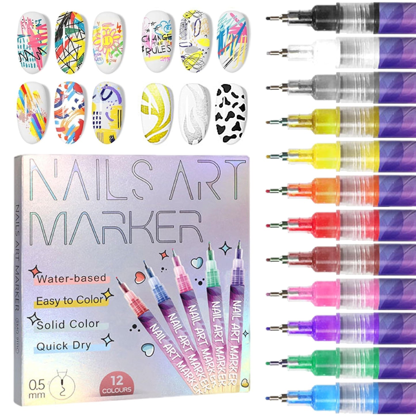 🎁50 % Rabatt im Frühling⏳12 Farben Nagelkunst-Stifte Set🎨💅