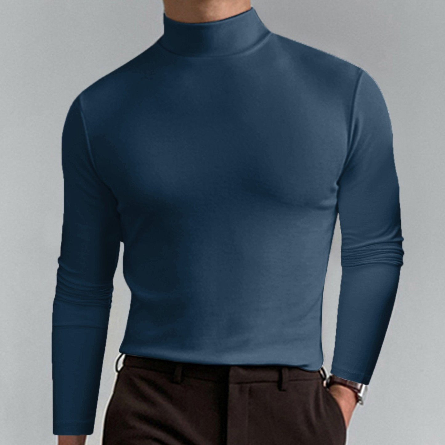 🎉Slim Fit Langarm-T-Shirt für Herren mit Stehkragen