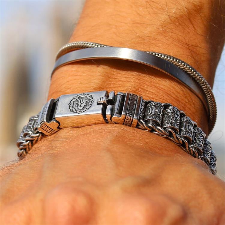 📢📢50 % Rabatt!! ⏰💎 Tibetisches Gebetsmühlen-Armband – 925er Sterlingsilber, Glücksbringer & Valentinstagsgeschenk