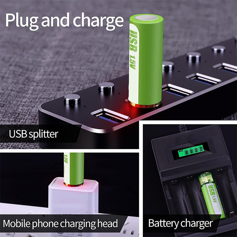 🔋💥Lithium-AA-Akkus mit USB-Anschluss – Konstante Ausgangsspannung von 1,5 V, lange Laufzeit (über 1000 Ladezyklen)♻️