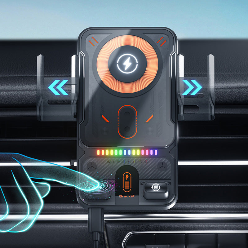 📱Intelligente 2-in-1 Auto-Drehbare Handyhalterung & Kabelloses Ladegerät⚡