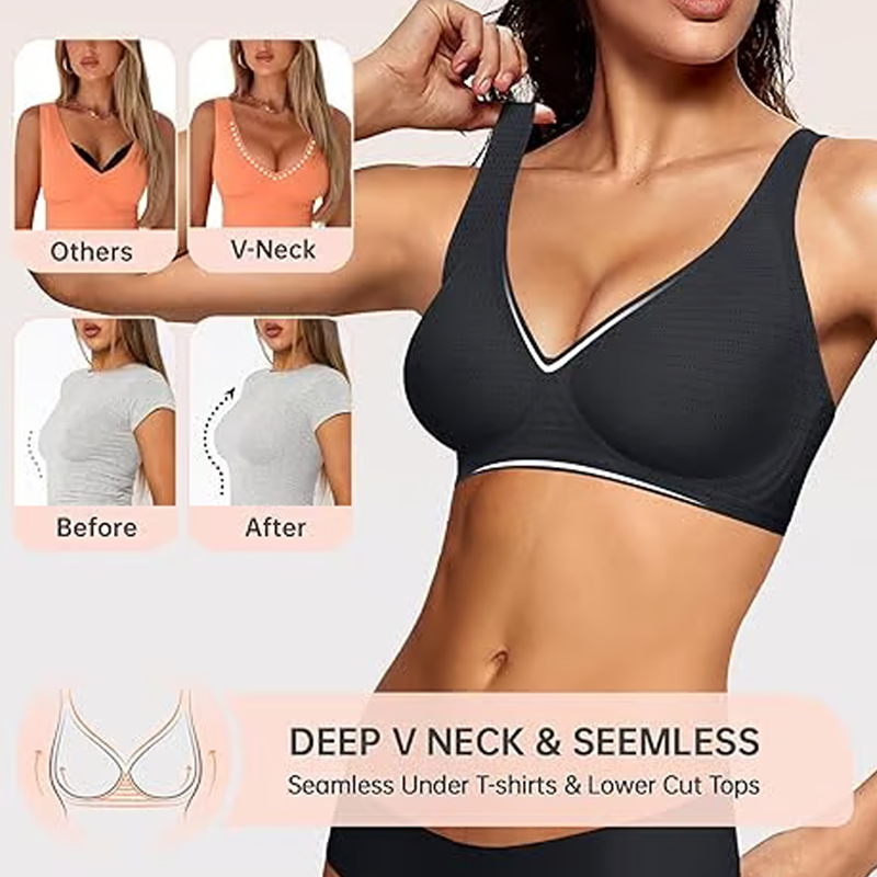 Frühjahrsaktion: 40 % Rabatt💕  der ultra-bequeme, drahtlose Damen-BH: nahtlos, Tief-V & Push-Up