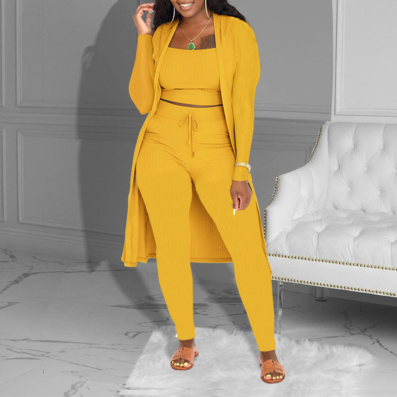 ✨ 50% RABATT! 🧶 Lässiges 3-teiliges Strickset – Cropped Top, Cardigan & Hose – Weich & Bequem, Modischer Layer-Look & Perfekte Passform 💞