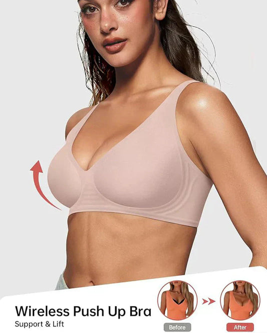 Nahtloser Push-up-BH mit tiefem V-Ausschnitt und ohne Bügel