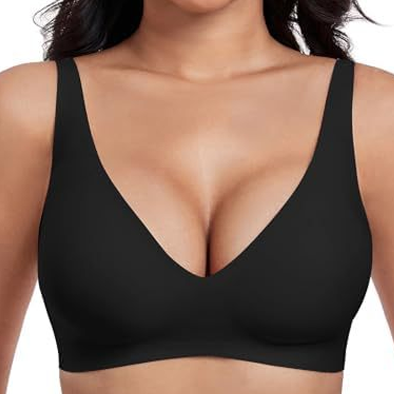 Nahtloser Push-up-BH mit tiefem V-Ausschnitt und ohne Bügel