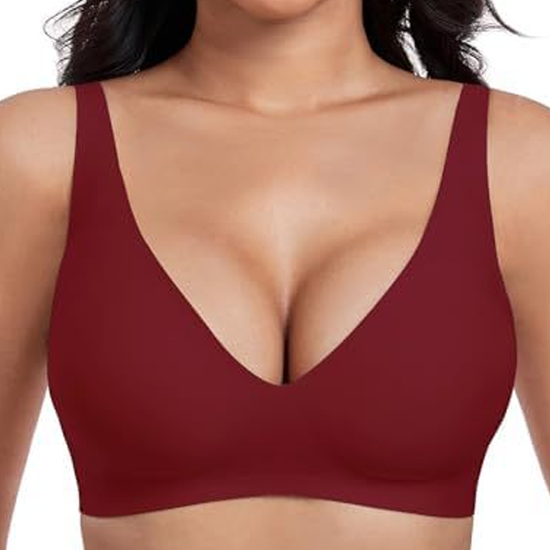 Nahtloser Push-up-BH mit tiefem V-Ausschnitt und ohne Bügel
