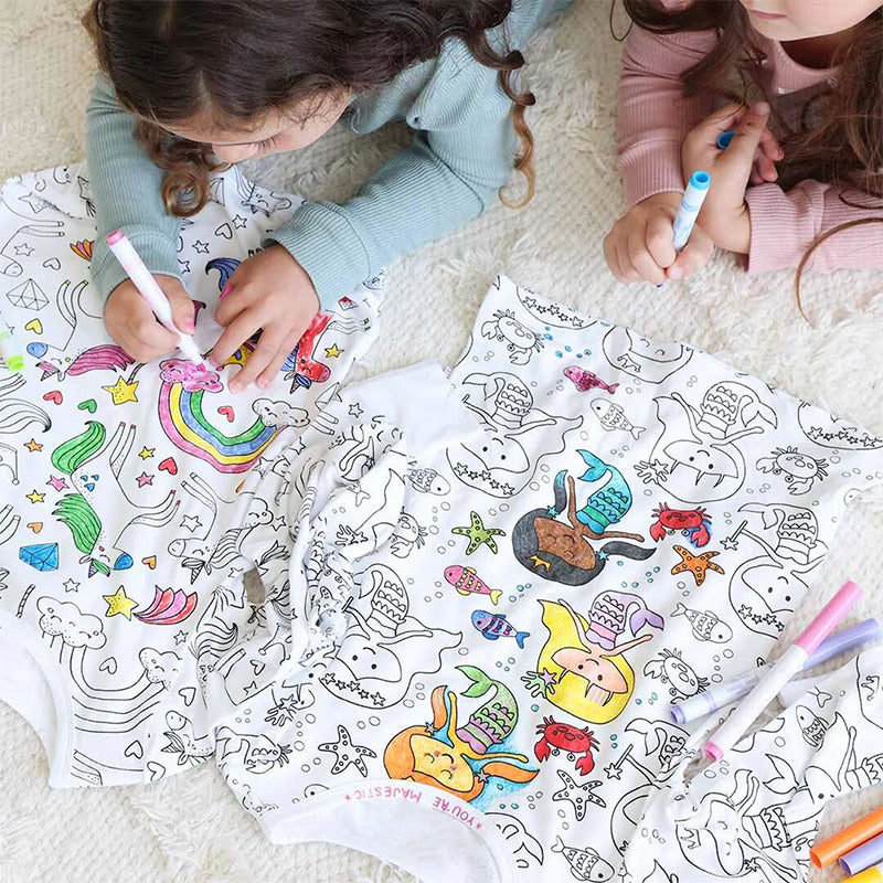 ✨ DIY-Cartoon-Pyjamas für Kinder – waschbarer Stoff für kreativen Spaß 🎨👧