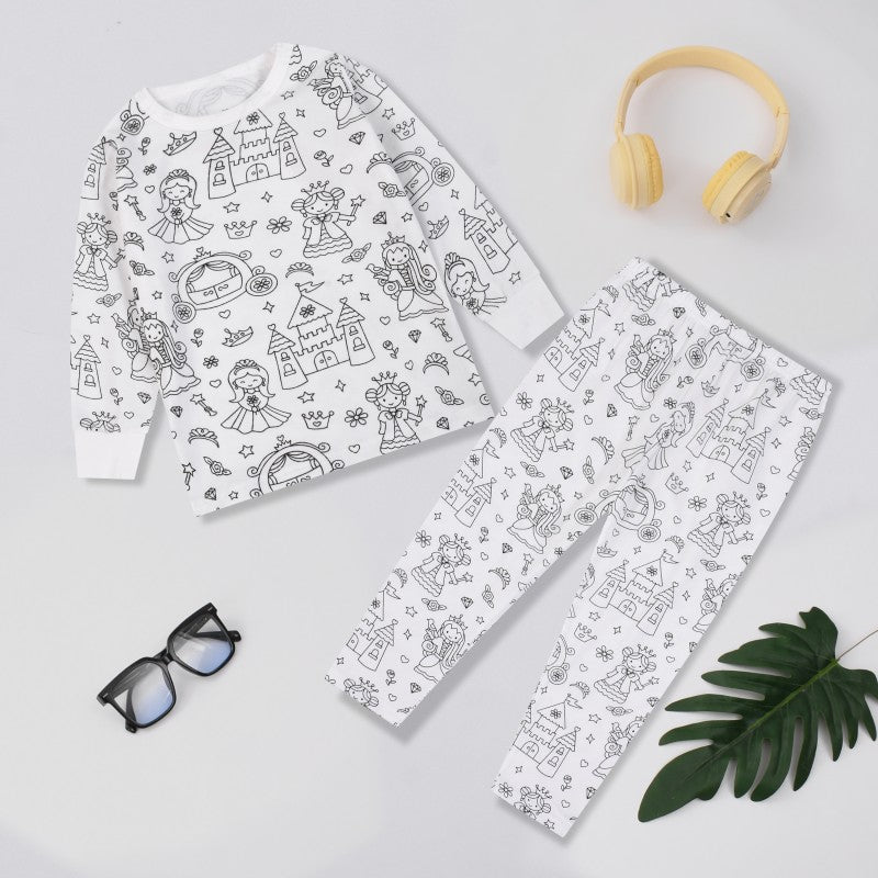 ✨ DIY-Cartoon-Pyjamas für Kinder – waschbarer Stoff für kreativen Spaß 🎨👧
