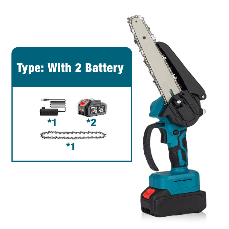🔥 6-Zoll-Akku-Minikettensäge mit 2 ✨ Akkus Kabellos und tragbar, ideal zum Zurückschneiden und zur Holzfällung
