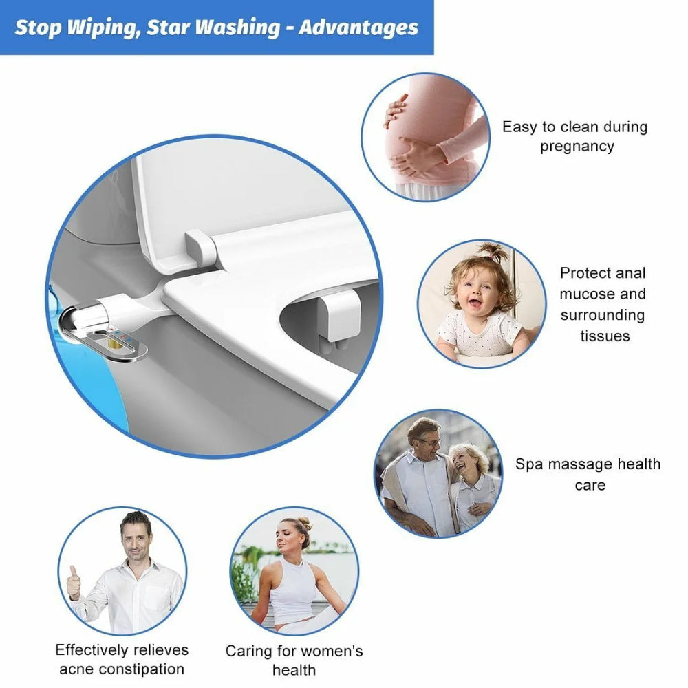 Frühjahrsaktion: 50 % Rabatt-Nichtelektrischer, hygienischer, selbstreinigender Bidet-Aufsatz für Toiletten mit Doppeldüse