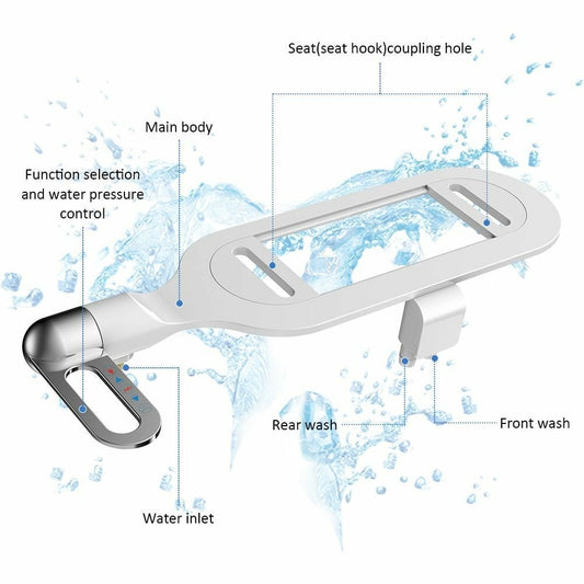 Frühjahrsaktion: 50 % Rabatt-Nichtelektrischer, hygienischer, selbstreinigender Bidet-Aufsatz für Toiletten mit Doppeldüse