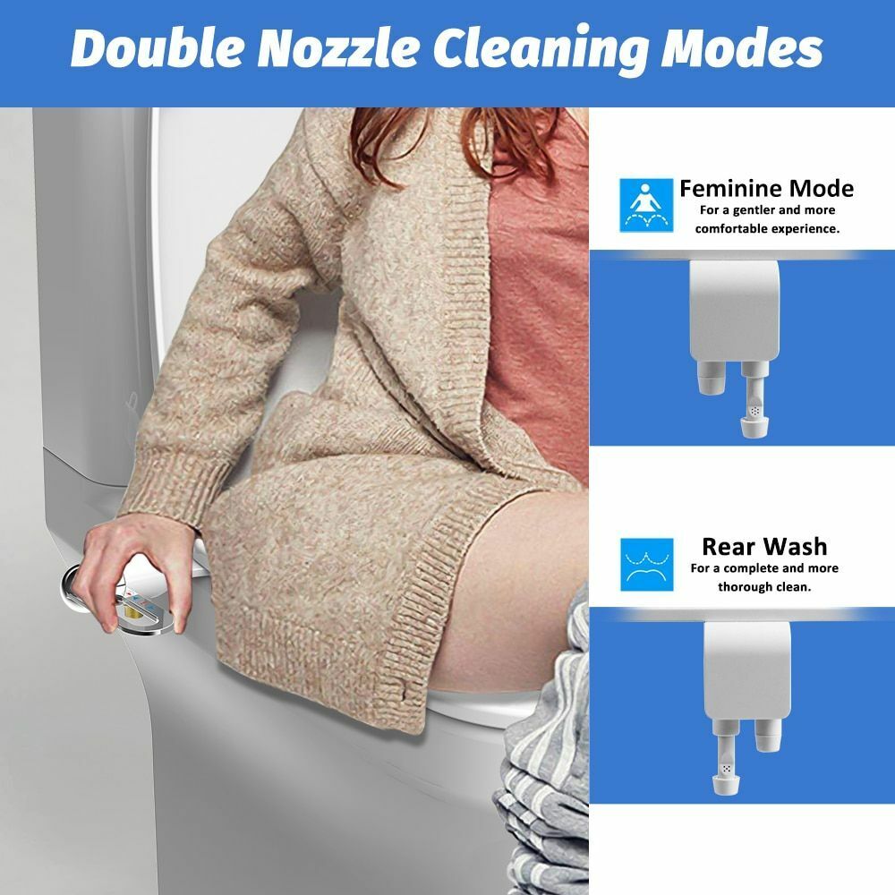 Frühjahrsaktion: 50 % Rabatt-Nichtelektrischer, hygienischer, selbstreinigender Bidet-Aufsatz für Toiletten mit Doppeldüse